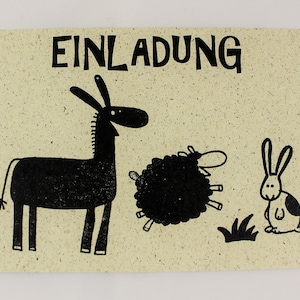 10 Einladungskarten Graspapier umweltfreundlich Gras Einladung Geburtstag Tiere Bauernhof Natur Öko Kindergeburtstag
