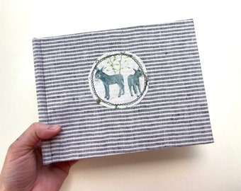 Linen photo album 21 x 16 cm children's album donkey Waldorf fabric album single piece linen album