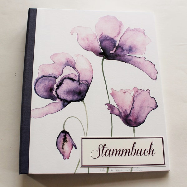 Stammbuch Familienbuch Urkunde Hochzeit Blumen Violett Mohn Einzelstück