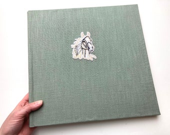 Fotoalbum Pferd Kinderalbum Horse Leinen Photobook Handmade Kinderalbum Album für Kinder