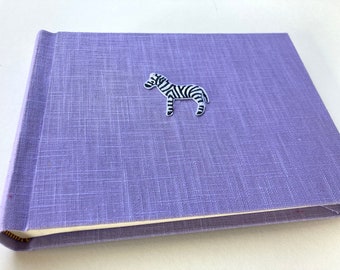 Zebraphoto Album Purple Linen Photobook Handmade Children's