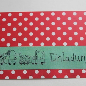 Set of 10 invitation cards children&#39;s birthday animals dots funny animals invitation cards