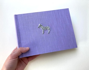 Photo album zebra purple linen photobook handmade children's album album for children