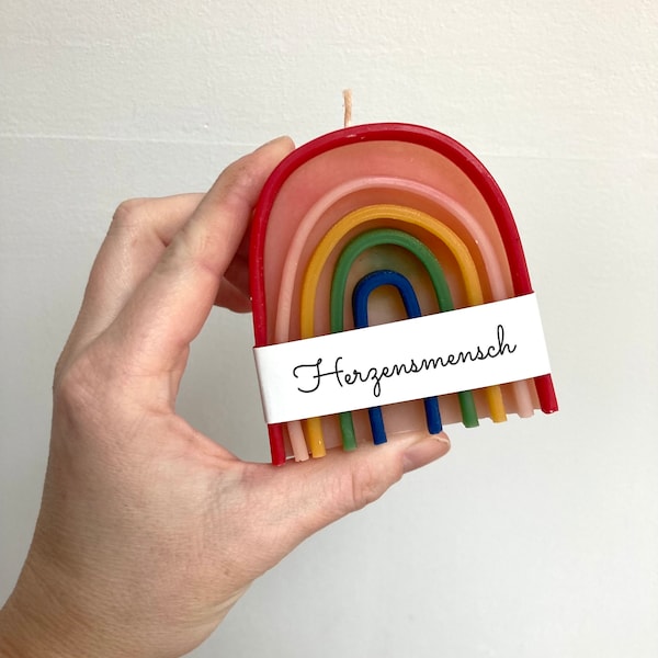 Herzensmensch Regenbogenkerze aus 100% Bienenwachs Abschiedsgeschenk Erzieherin Kollegen Herzensmensch Lieblingsmensch Kerze Regenbogen