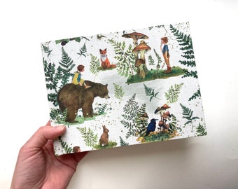 Photo Album Photobook Forest Wood Fox Fabric Album Nature Animals Children Nature 21x16 Waldorf Daniela Drescher Bear Children's Album