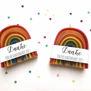 Bougie arc-en-ciel composée à 100 % de cire d'abeille Bougie arc-en-ciel colorée en cire d'abeille Merci pour ce moment coloré