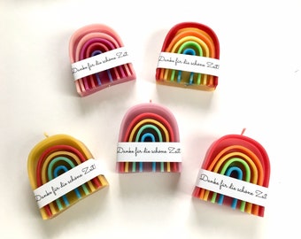 100% Beeswax Rainbow Candles Set of 5 Colorful Rainbow Candle of Bees Wax Peace Happy Birthday Congratulations Thank You Candle