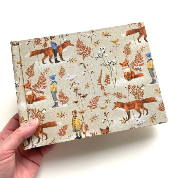 Photo Album Photobook Forest Wood Fox Fabric Album Nature Animals Children Nature 21x16 Waldorf Daniela Drescher