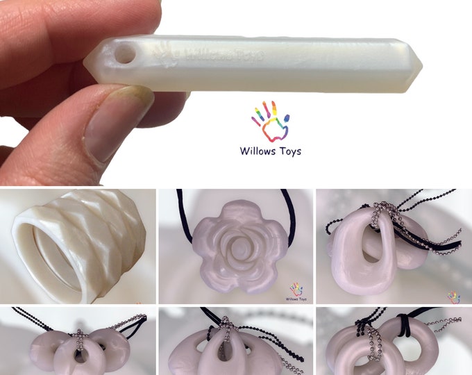Pearl White Chewelry Pendant Modern Lightweight Chewable Silicone Necklace Holiday Autism ASD ADHD Fiddle Fidget Pendant Anxiety Relief
