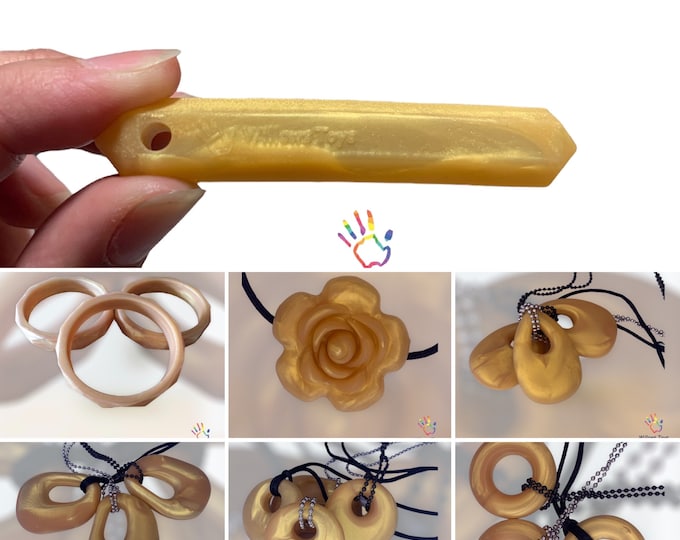 Gold Chewelry Pendant Modern Lightweight Chewable Silicone Necklace Holiday Autism ASD ADHD Fiddle Fidget Pendant Anxiety Relief