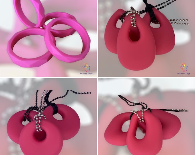 Pink Chewelry Pendant Modern Lightweight Chewable Silicone Necklace Holiday Autism ASD ADHD Fiddle Fidget Pendant Anxiety Relief