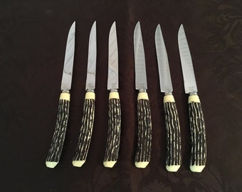 Antler Brunch Knifes/ Faux/Bake light Made In Japan Set Of 6