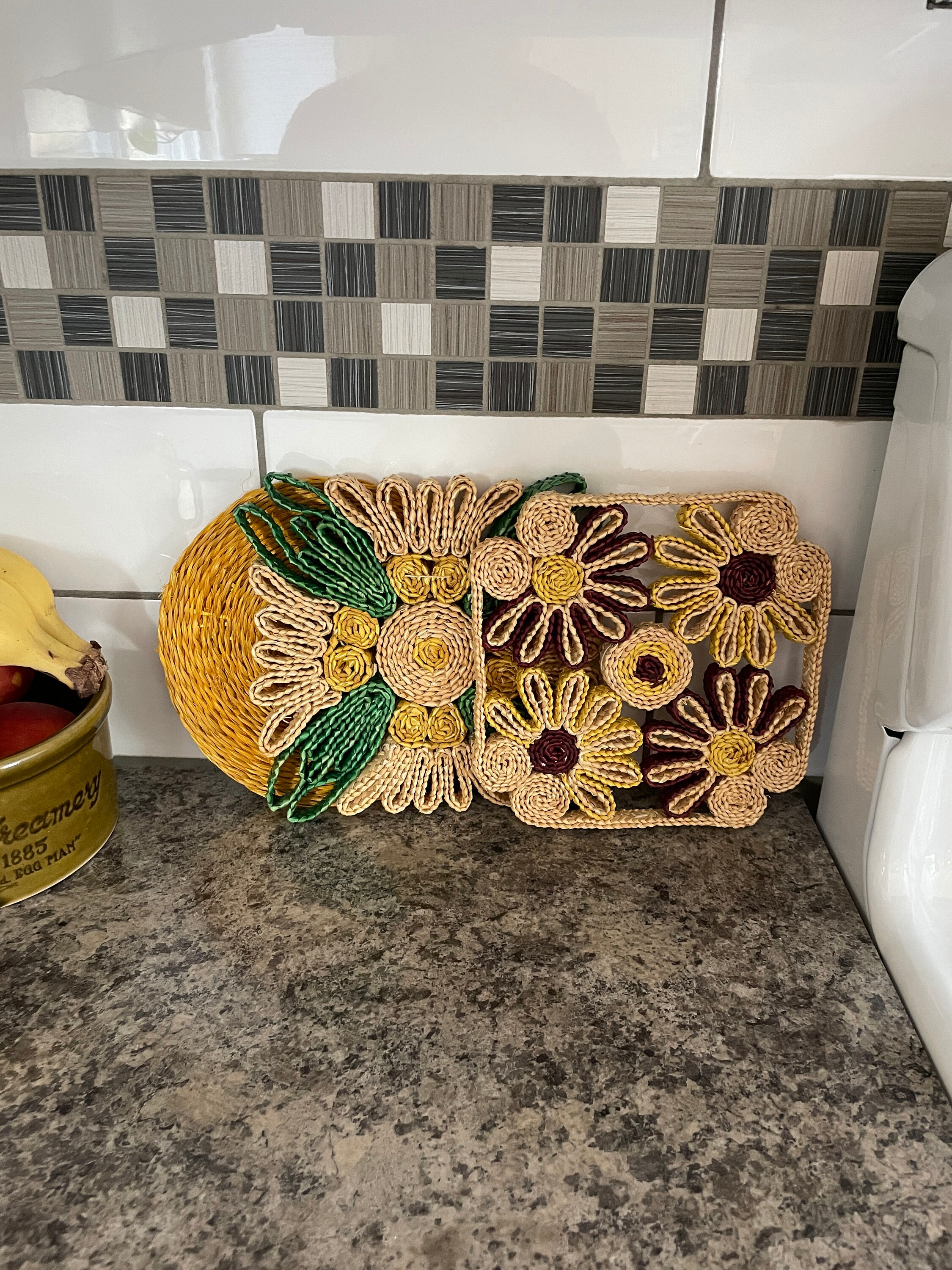 Vintage Wicker Boho Straw Trivet/ Wall Art/ Set of Three - Etsy