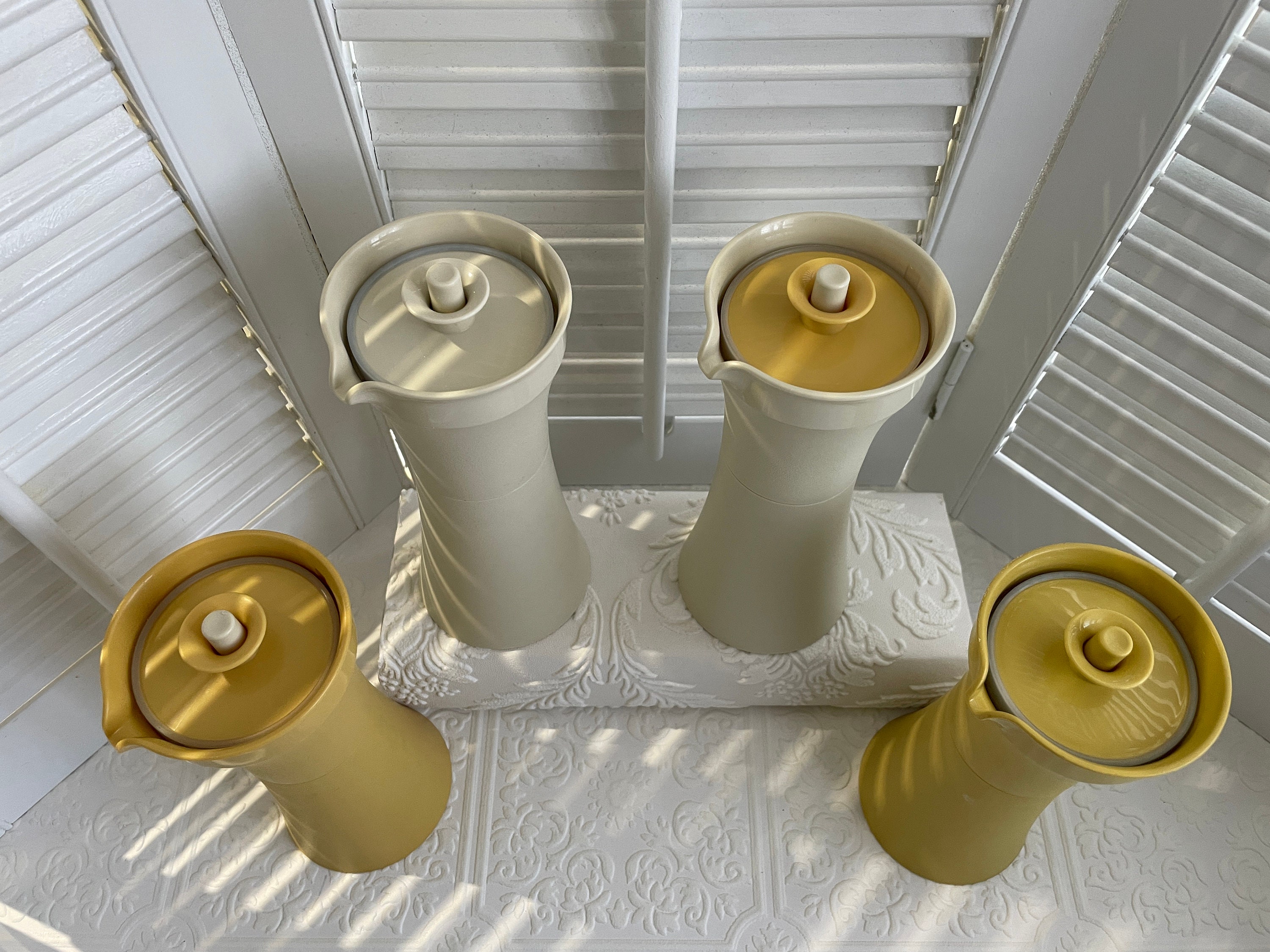 Tupperware Condiment Containers/ Replacement/ Gold/ Yellow/ off White ...