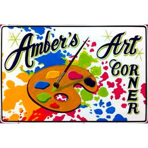 ART CORNER *your name* Custom SIGN Painted Aluminum 18&quot; x 12&quot;