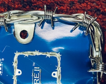 Stainless Steel BARBED WIRE Bob wire License Plate FRAME Silver