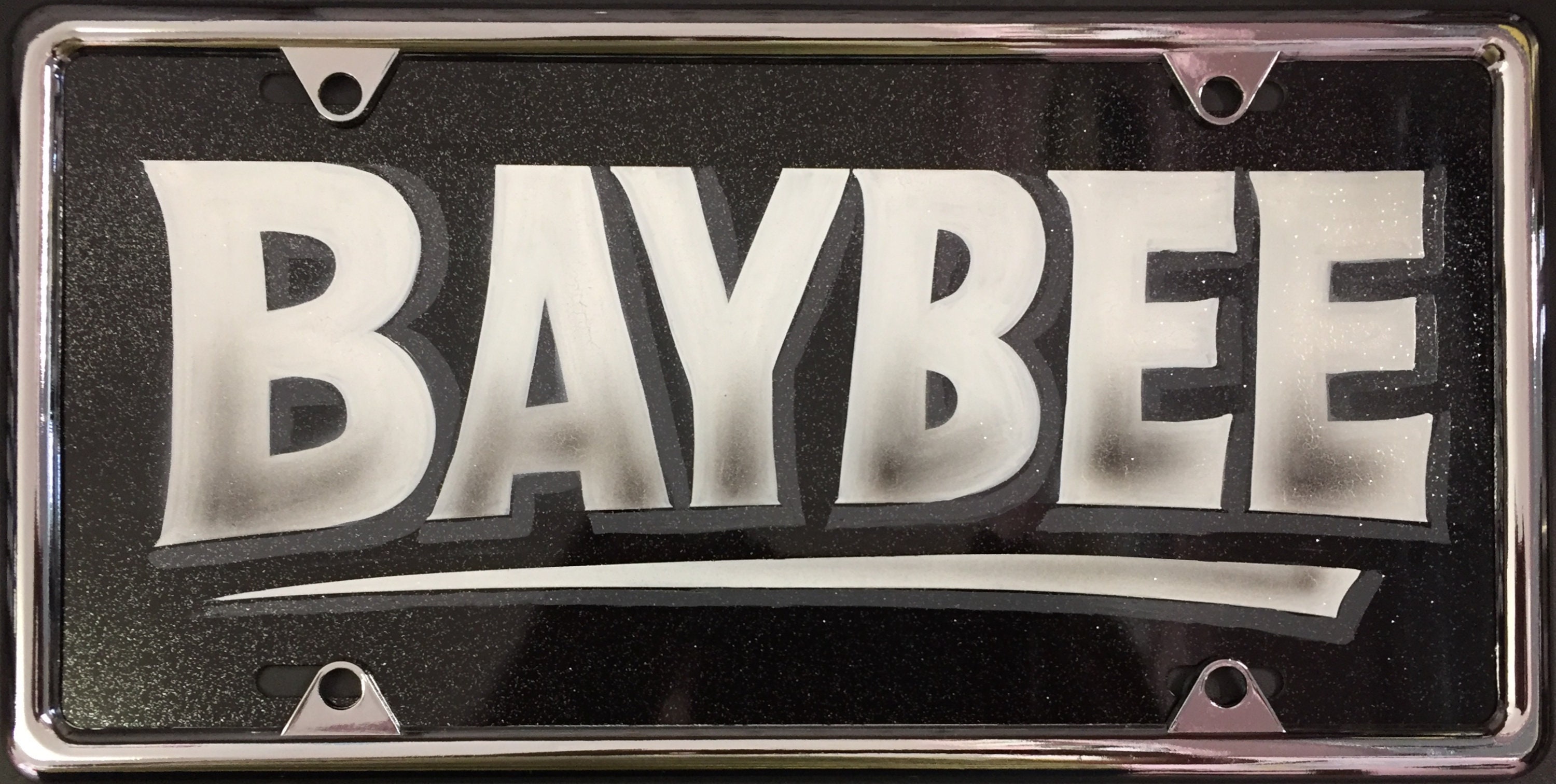 Custom Painted BLOCK Lettering - Front License Plate Vehicle Tag - Just ...