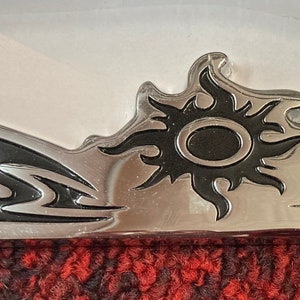 Classy TRIBAL Design License Plate FRAME- Chrome Plated Die Cast Metal