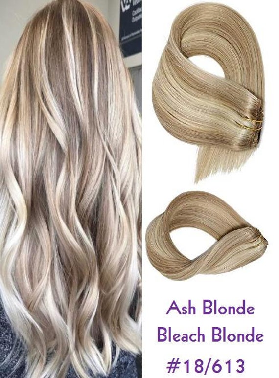 18 613 Ash Blonde Mix Thick Deluxe Standard Clip In Real Etsy