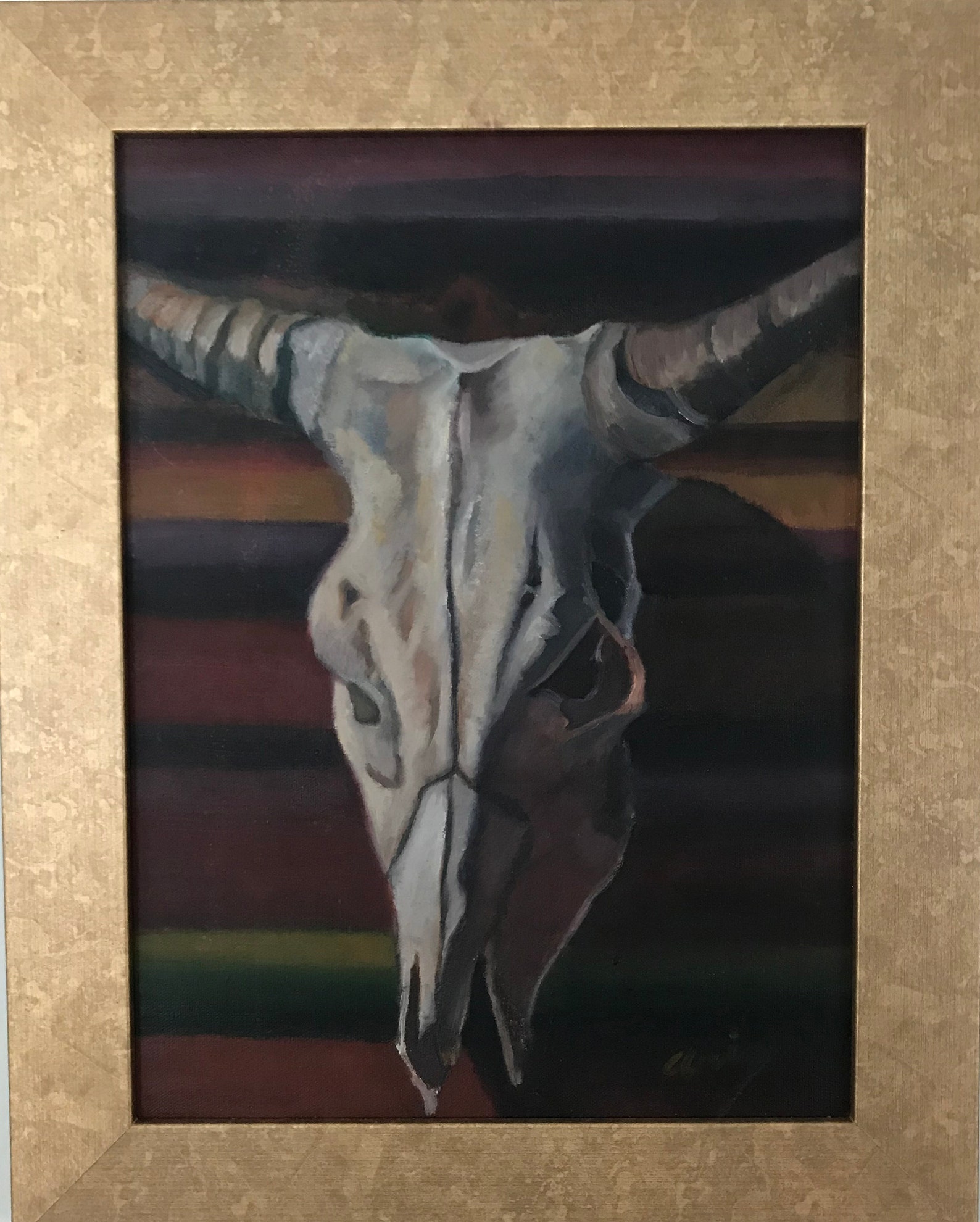 Original Oil Painting of a Skull a La O'keefe Southwest Style Etsy