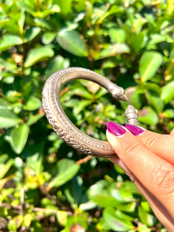 Antique Silver Bangle Bracelet - image 4