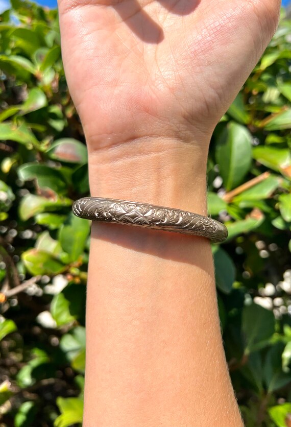 Antique Silver Bangle Bracelet - image 5