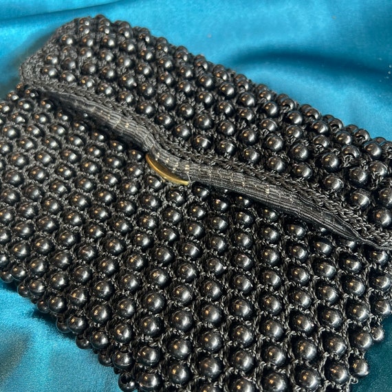 Vintage Black Beaded Clutch Purse - image 2