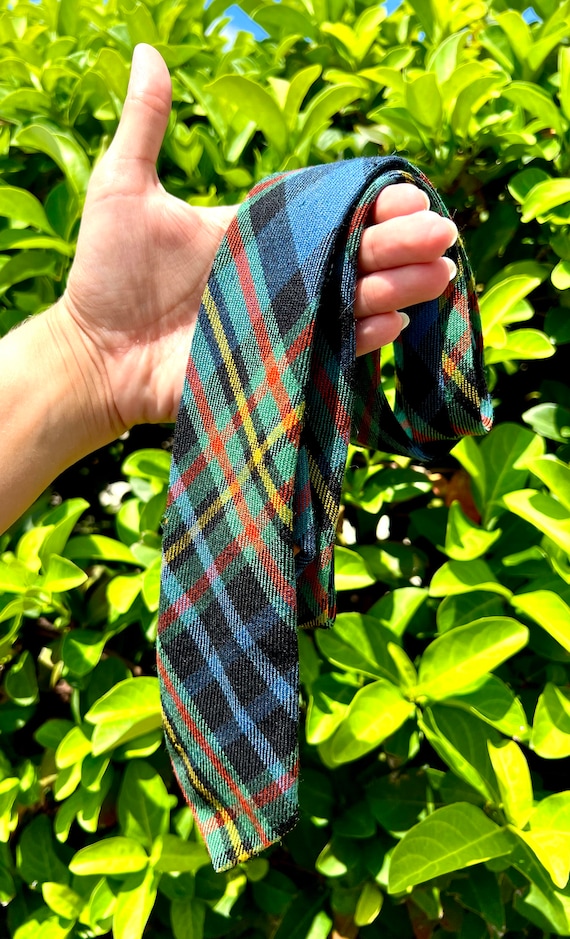 Vintage 1986 Browns of Bermuda Plaid Wool Necktie