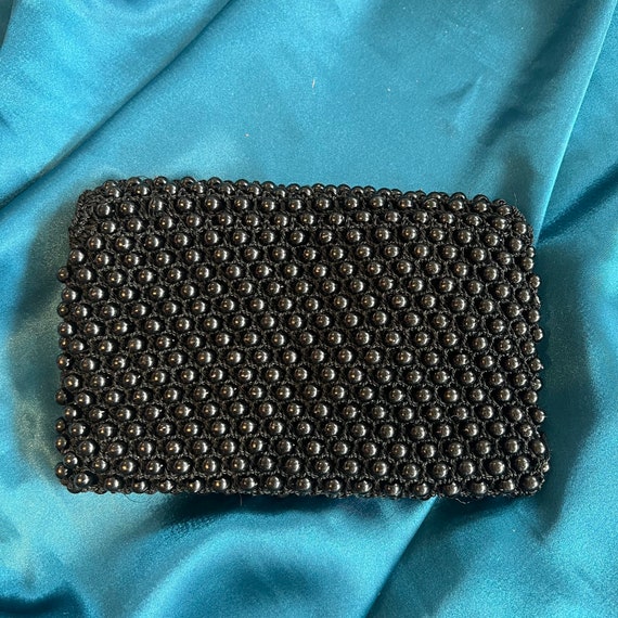 Vintage Black Beaded Clutch Purse - image 4