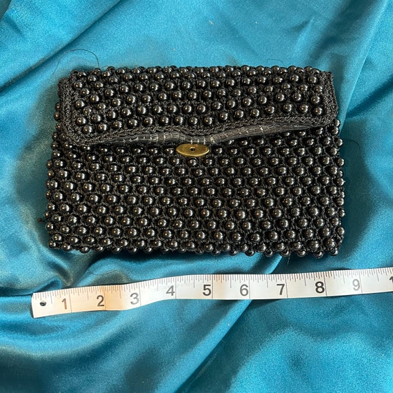 Vintage Black Beaded Clutch Purse - image 5