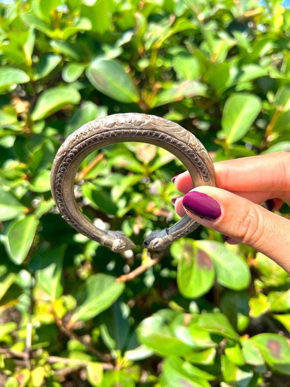 Antique Silver Bangle Bracelet - image 2