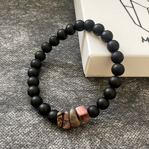 Shungite Jasper Bracelet: Black Stone Protection Bracelet, 8mm