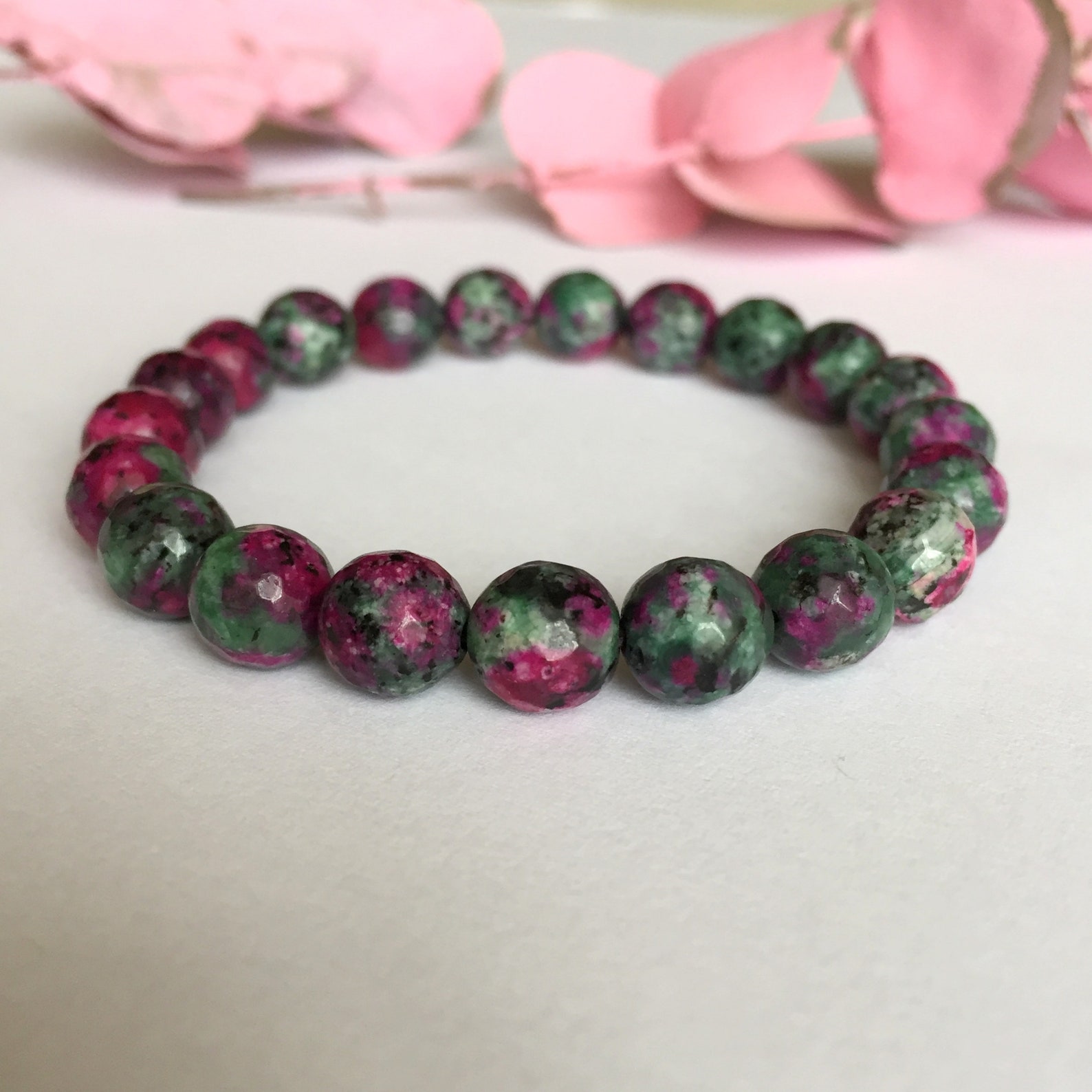 Ruby Zoisite Bracelet Unisex Bracelet 8mm Gemstone Beads Etsy