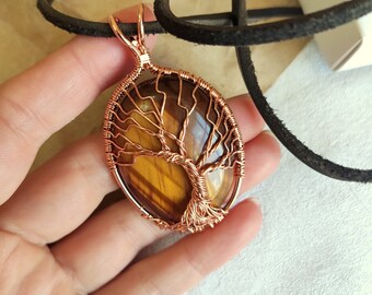 Tree of Life Pendant LA-3711 Tiger Eye Pendant Silver Wire Wrapped Pendant Designer Handmade Pendant Tree of Life Pendant LA-3711 Tiger Eye Pendant Silver Wire Wrapped Pendant Designer Handmade Pendant