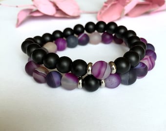 Couple Bracelet, His and Her Bracelet, Distance Bracelets, Beaded Bracelet Set, Friendship Bracelet, Gift for Him Her, Couple Jewelry Quartz