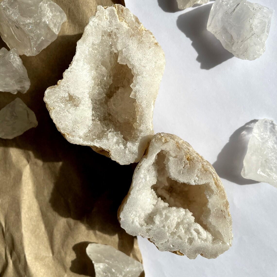 White quartz geode Sparkly raw geode Aura quartz cluster Etsy