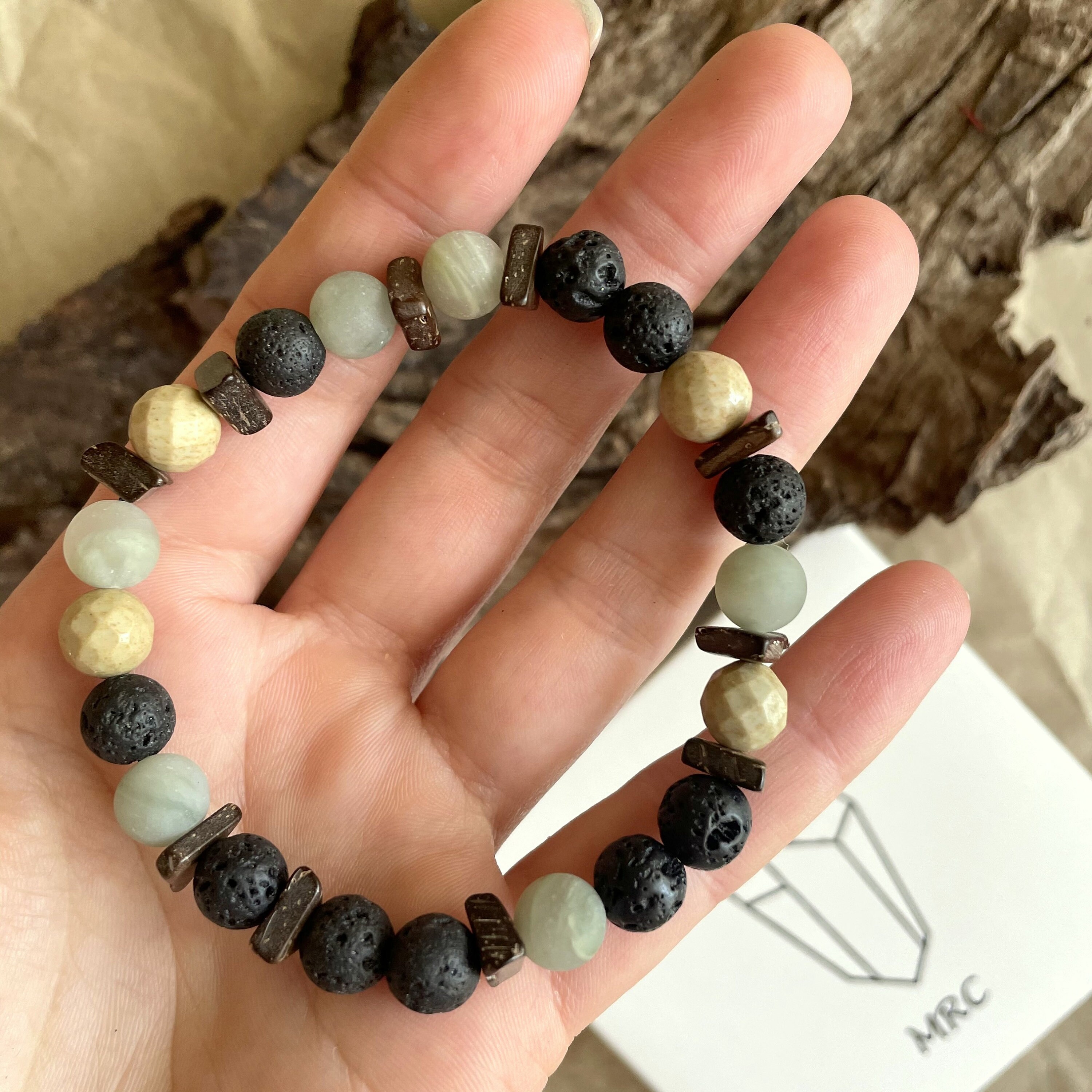 Lava stone bracelet Wood beads bracelet Colorful bracelet Etsy