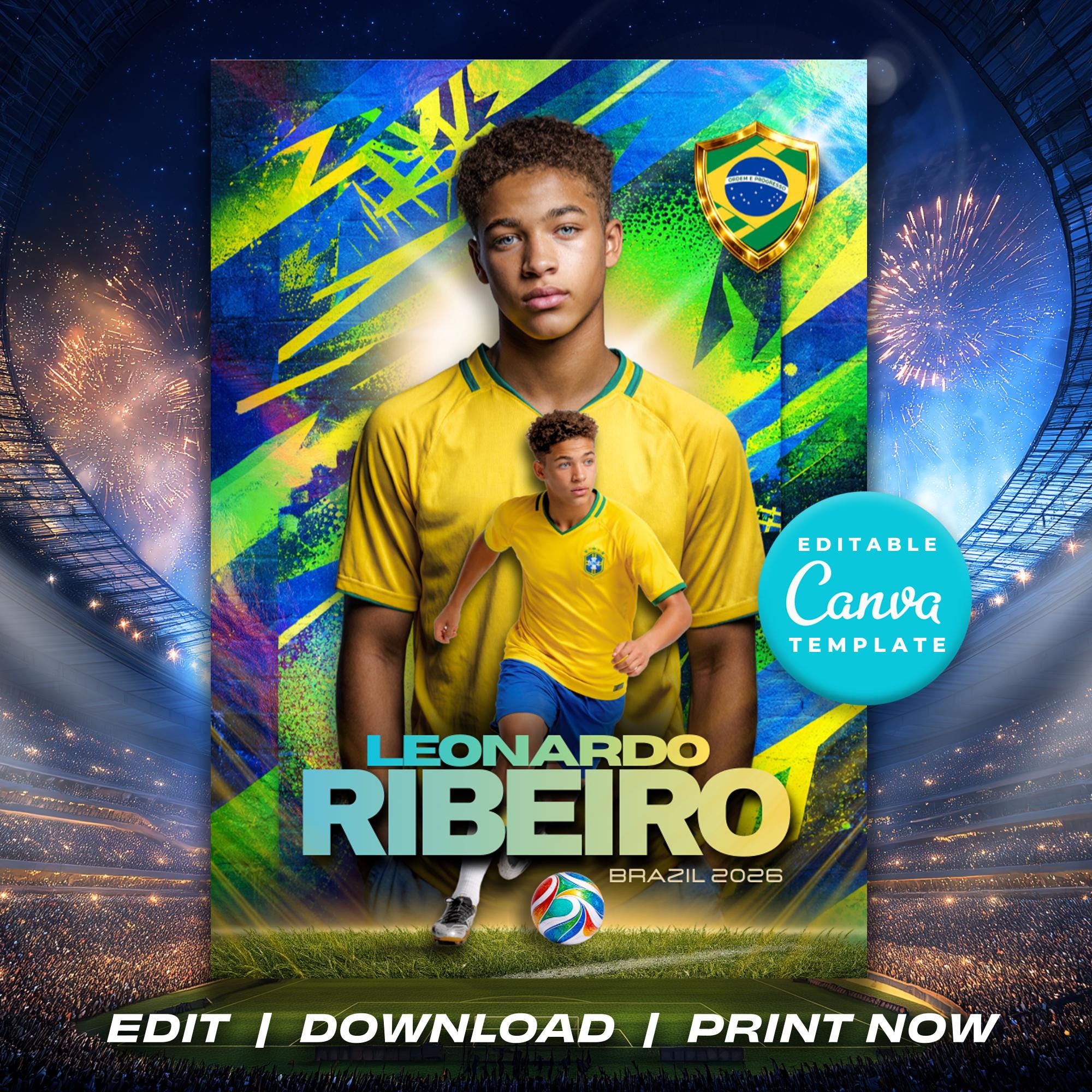 Custom Trading Card – Editable Soccer Player Template for Kids, Canva ...