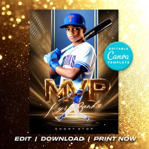 Baseball Trading Card Canva Template Editable Player Card Custom Sports Card Design Printable DIY Gift for Kids MVP Card