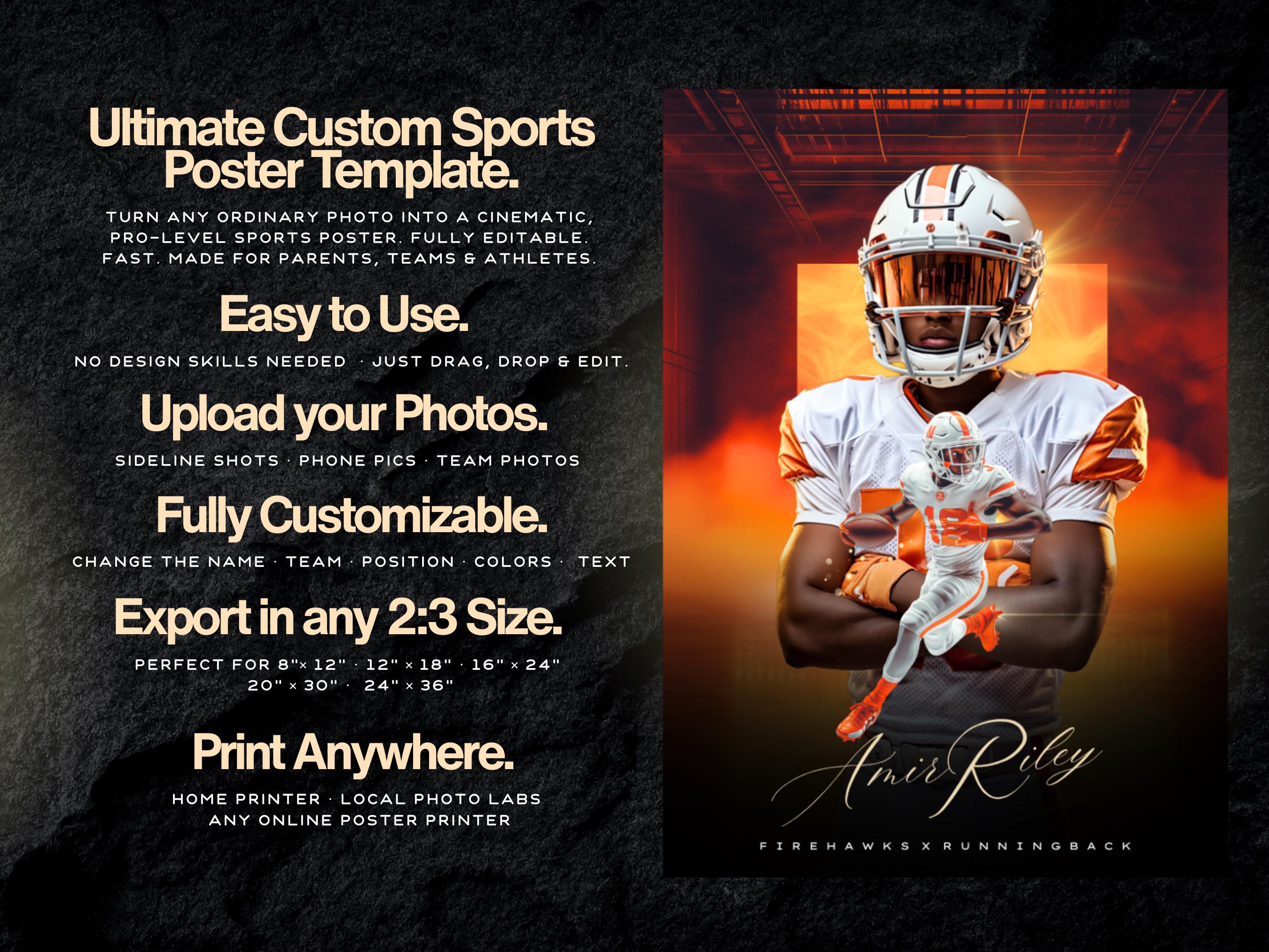 Custom Football Poster Template for Kids | Canva & Photoshop PSD ...