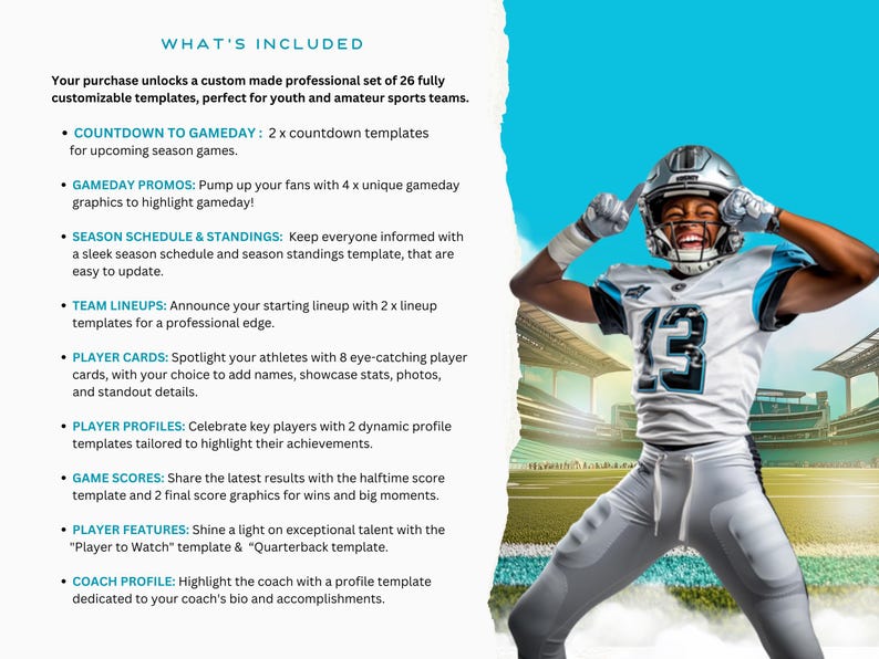 Customizable Sports Team Canva Templates - Editable Designs for Football, Basketball, and More - Digital Download