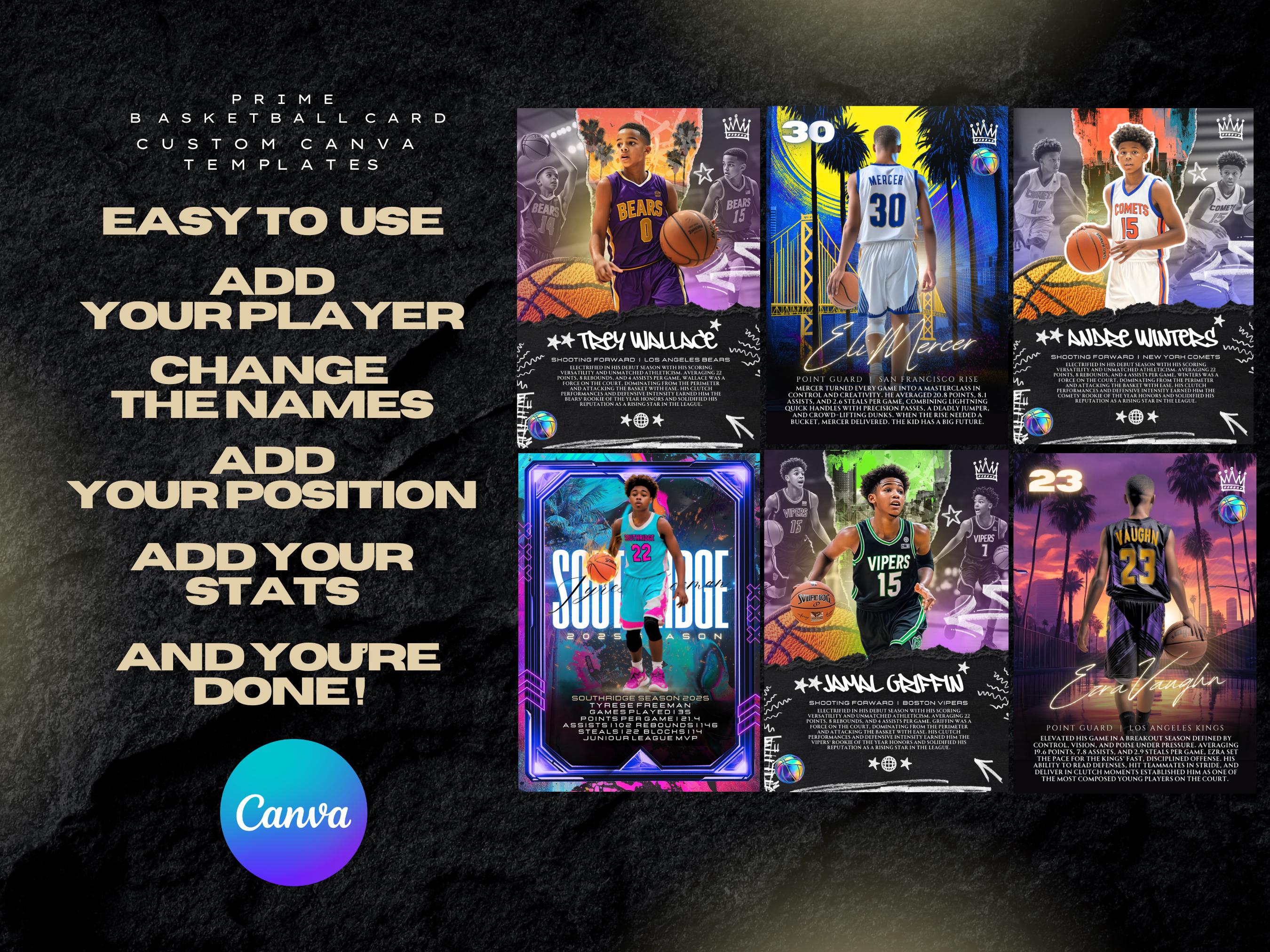 Basketball Trading Cards Canva Template Custom Sports Card Bundle for ...