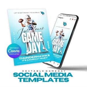 Game Day Social Media Canva Template Sports Graphic Customizable Match Day Instagram Post Template Facebook Sports Game Day Flyer Template