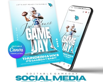 Game Day Social Media Canva Template Sports Graphic Customizable Match Day Instagram Post Template Facebook Sports Game Day Flyer Template