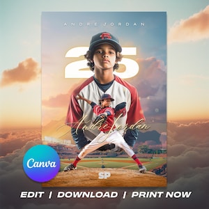 Benutzerdefinierte Baseball-Sammelkarten - Bearbeitbare Canva-Vorlage für Teams, Kinder, Trainer und Spieler der Little League - Personalisiertes Sportkartendesign