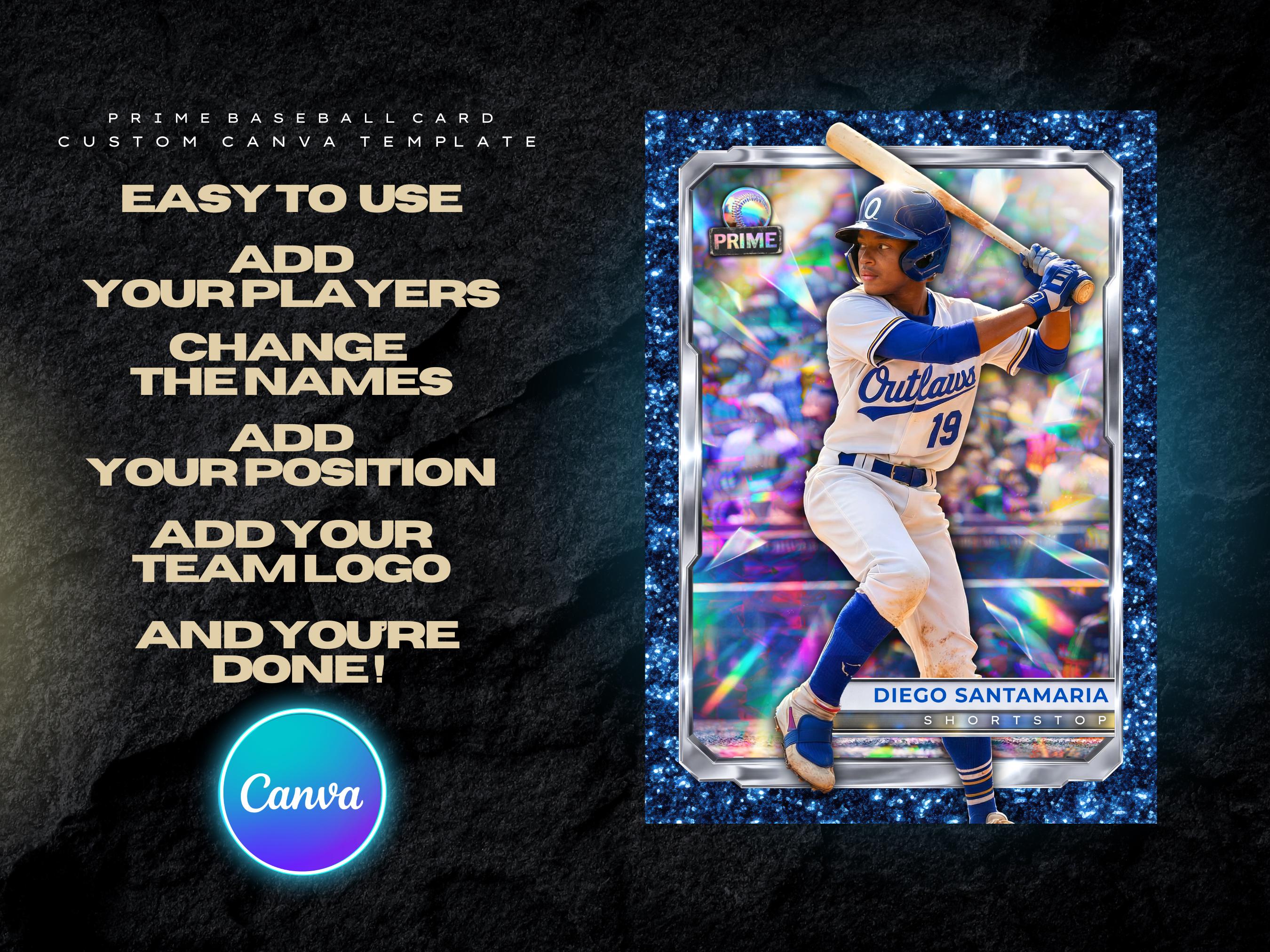 Baseball Trading Card Template Canva Editable Rookie Card Design for ...
