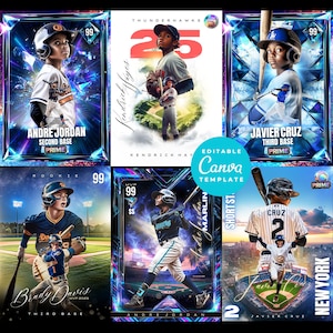 Custom Trading Cards Canva Template Bundle Custom Sport Cards Kids Sport Card Sport Card Template Little League Cards Kids Baseball Card