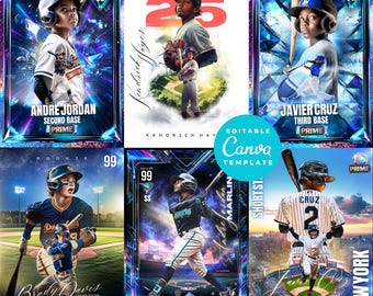 Custom Trading Cards Canva Template Bundle Custom Sport Cards Kids Sport Card Sport Card Template Little League Cards Kids Baseball Card