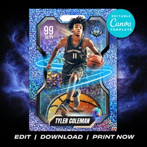 Custom Trading Cards Canva Template Custom Sport Cards Kids Sport Card Sport Card Template Little League Cards Kids Basketball Card
