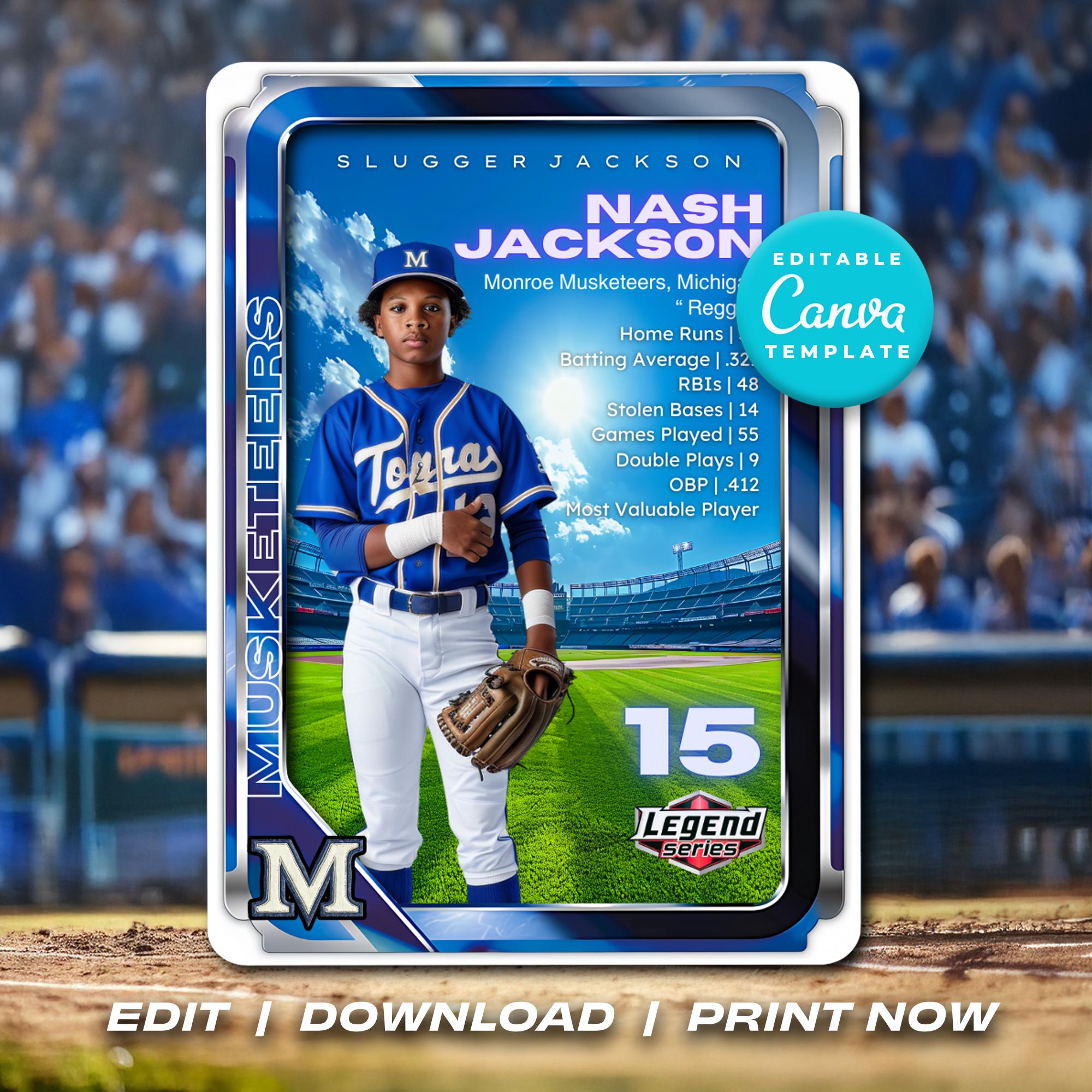 Custom Baseball Card Template – Editable Rookie Card, Canva Design for ...